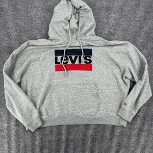 Levi’s Color Block Logo Hoodie French Terry Pullover Gray 2XL Streetwear